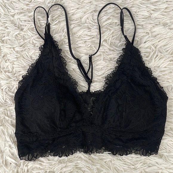 aerie Other - Aerie Racerback Padded Black Lace Bralette Size Medium